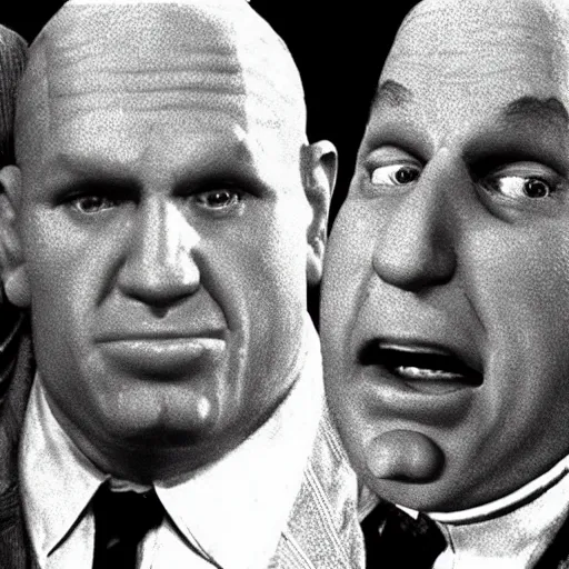 Prompt: Live Action Still of Jerma985 in The Three Stooges as a Fourth Stooge, real life, hyperrealistic, ultra realistic, realistic, highly detailed, epic, HD quality, 8k resolution, body and headshot, film still