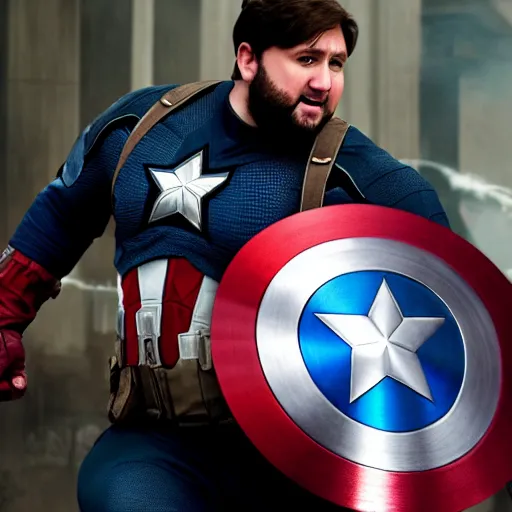 Image similar to Boogie2988 as Captain America, epic, movie still, photorealistic, cinematic, 8k,