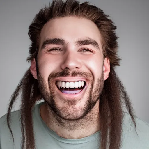 Image similar to a big smile with hairy teeth