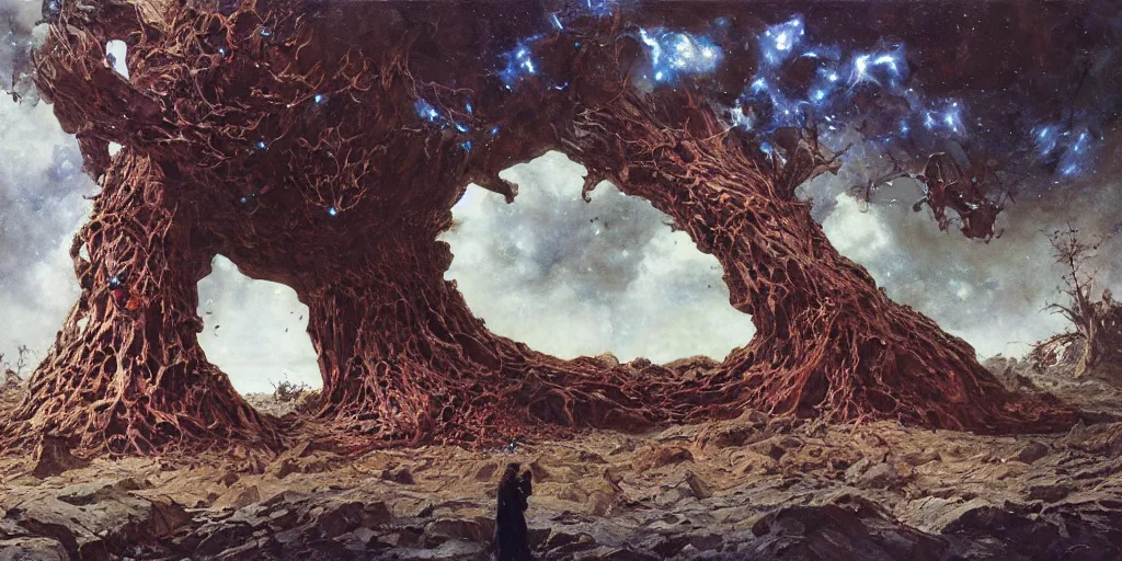 Prompt: supernova, giant tree made from asteroids in open space, painted by steve mccurry, ruan jia, raymond swanland, lawrence alma tadema, zdzislaw beksinski, norman rockwell, jack kirby, tom lovell, alex malveda, greg staples