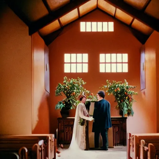 Prompt: a rhinoceros wearing a tiny suit in a wedding chapel, photo realistic, detailed, cinematic lighting, kodachrome