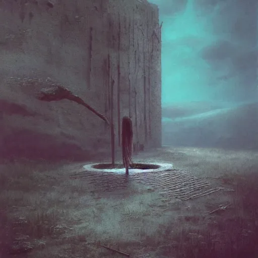 Prompt: ( ( ( ( ( by beksinski ) ) ) ) ), by zawadzki, momento mori, photorealism, octane render, highly detailed, 8 k,