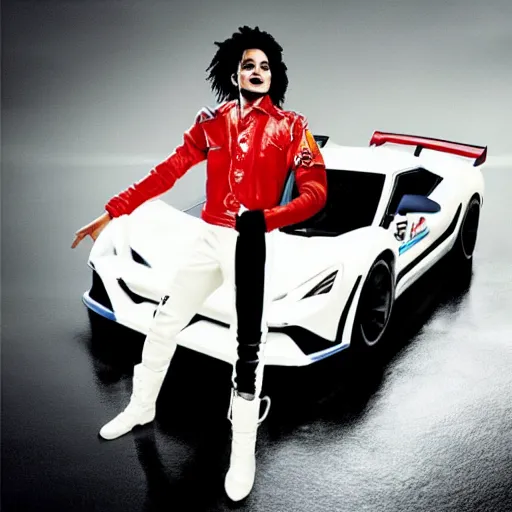 Image similar to michael jackson the weeknd car race album cover