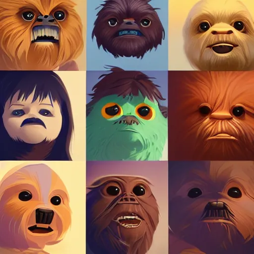 Image similar to face icon stylized minimalist ewoks, loftis, cory behance hd by jesper ejsing, by rhads, makoto shinkai and lois van baarle, ilya kuvshinov, rossdraws global illumination