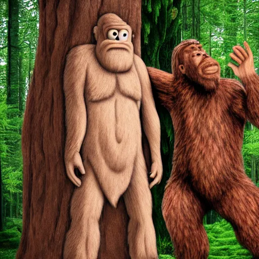 Image similar to god and bigfoot playing hide and seek with each other