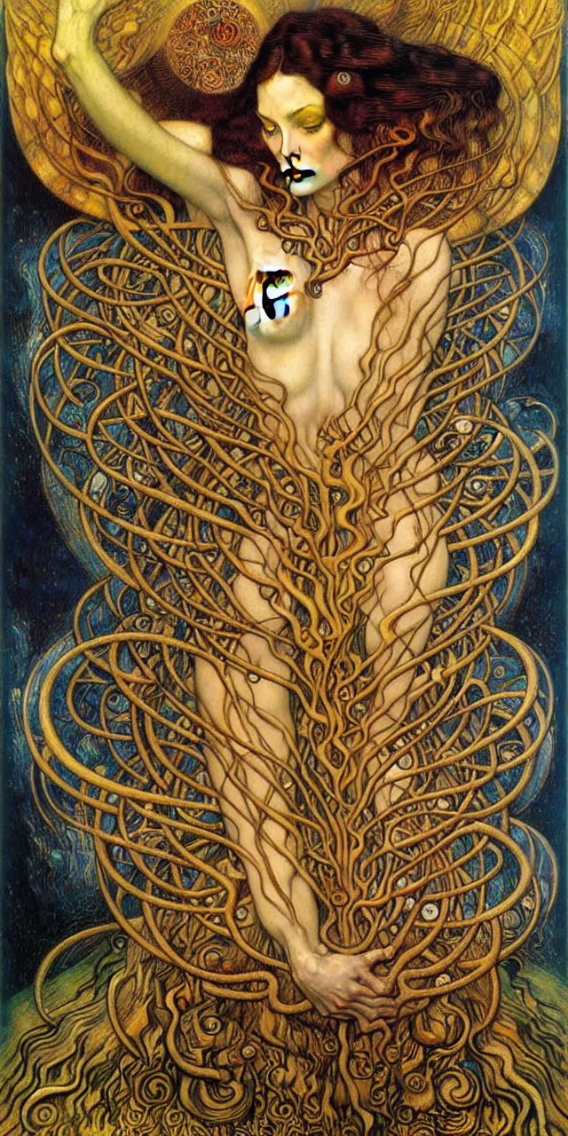 Image similar to Divine Chaos Engine by Karol Bak, Jean Delville, William Blake, Gustav Klimt, and Vincent Van Gogh, symbolist, visionary