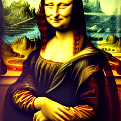 Prompt: mona lisa fused with a cat