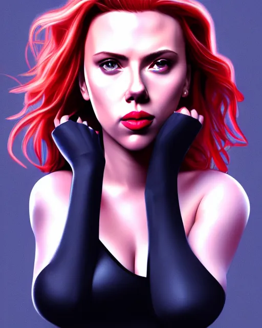 Image similar to Scarlett Johansson Black Widow, full body, highly detailed, digital painting, artstation, concept art, smooth, sharp focus, illustration