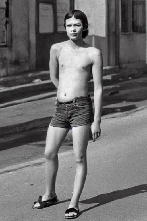 Prompt: Full-length portrait of a handsome!! young pregnant male on the streets of Saigon, wearing shorts and a sleeveless shirt, historically reliable photo chronicle, 1975, ultra detailed digital art, octane render, 4K, by John William Waterhouse and Edwin Longsden Long and Theodore Ralli and Nasreddine Dinet
