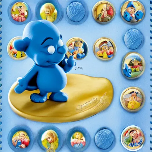 Image similar to precious moments smurf collection, detailed