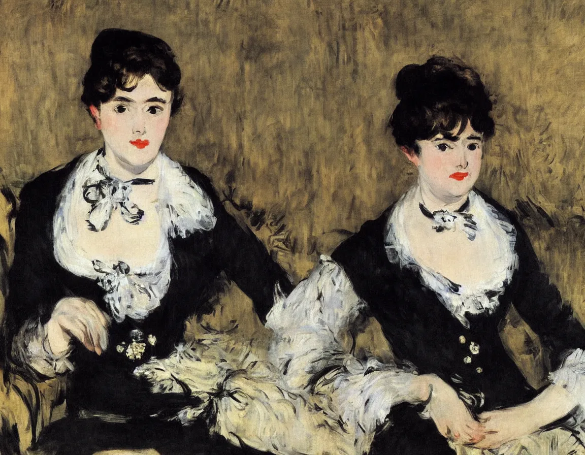 Prompt: edouard manet. a close up portrait of a marie lefebure.