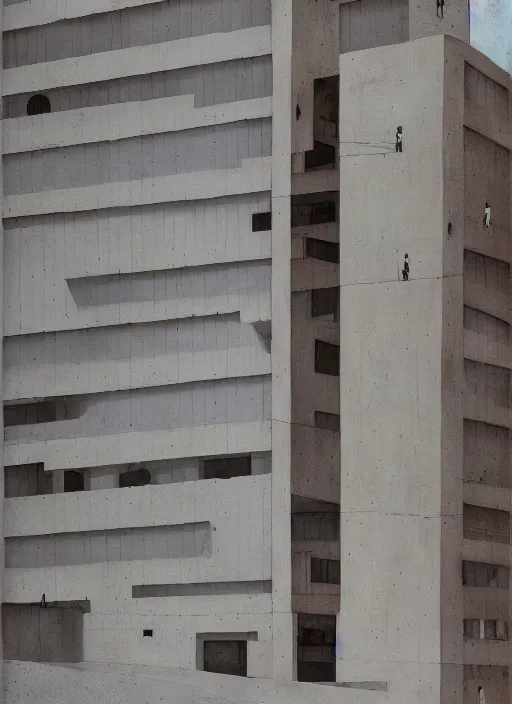 Image similar to a painting of an alejandro aravena building by pezo von ellrichshausen