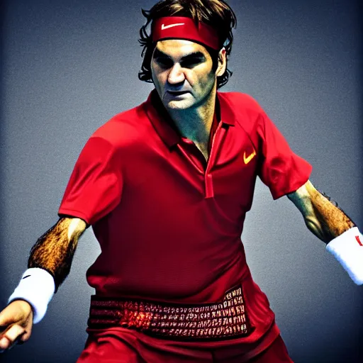 Prompt: Roger Federer in Samurai costume, intricate details, hyper realistic, soft lighting, epic