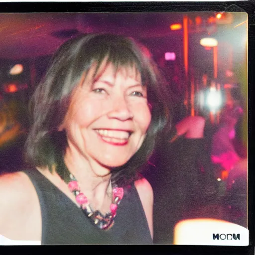 Prompt: Polaroid photograph of your mom in a club, blurry, XF IQ4, 150MP, 50mm, F1.4, ISO 200, 1/160s, Adobe Lightroom, photolab, Affinity Photo, PhotoDirector 365,