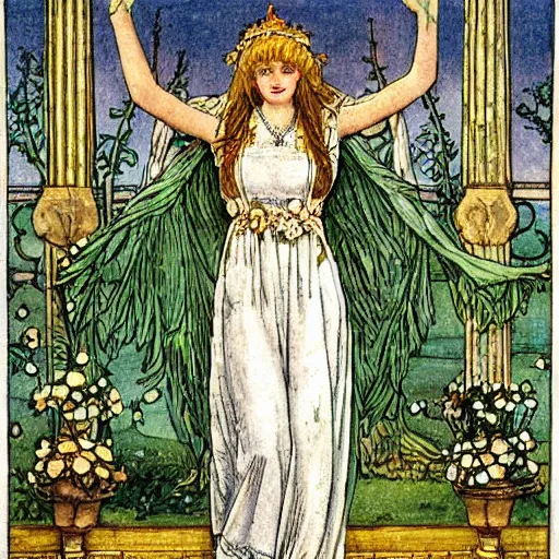 Prompt: May Queen, by Walter Crane