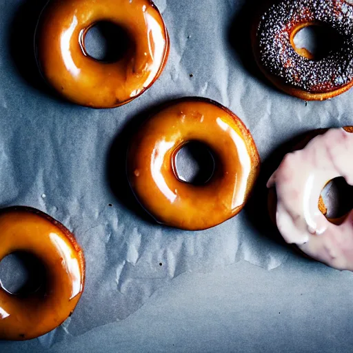 Prompt: photo of delicious glazed donuts, food photography, mouthwatering