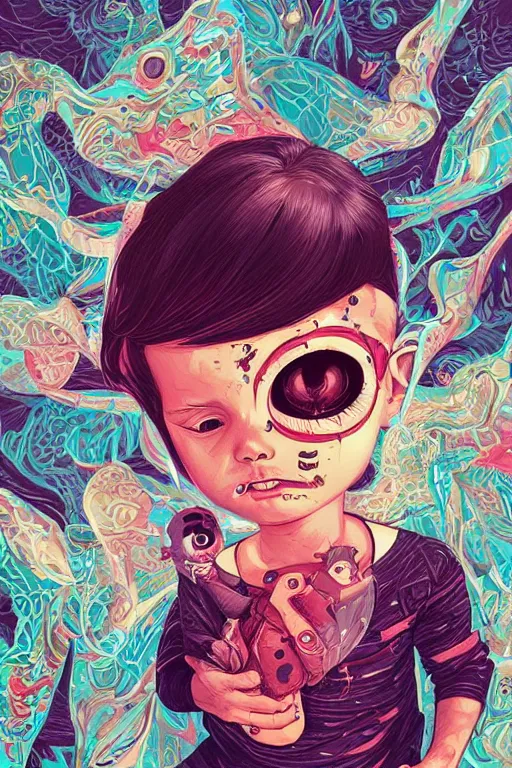 Image similar to a baby zombie in a pocket, tristan eaton, victo ngai, artgerm, rhads, ross draws