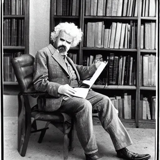 Image similar to Mark Twain reading Doctor Seuss