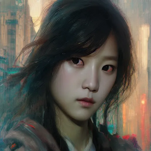 Image similar to jisoo of blackpink, hyperrealistic portrait, bladerunner street, art of elysium by jeremy mann and alphonse mucha, fantasy art, photo realistic, dynamic lighting, artstation, poster, volumetric lighting, very detailed face, 8 k, award winning