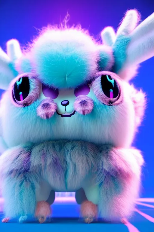 Image similar to high quality 3 d render hyperrealist very cute multipastel dotted fluffy! tarantula cat hybrid with detailed fluffy wings!!, vray smooth, in the style of detective pikachu, hannah yata charlie immer, dramatic blue light, low angle, uhd 8 k, sharp focus