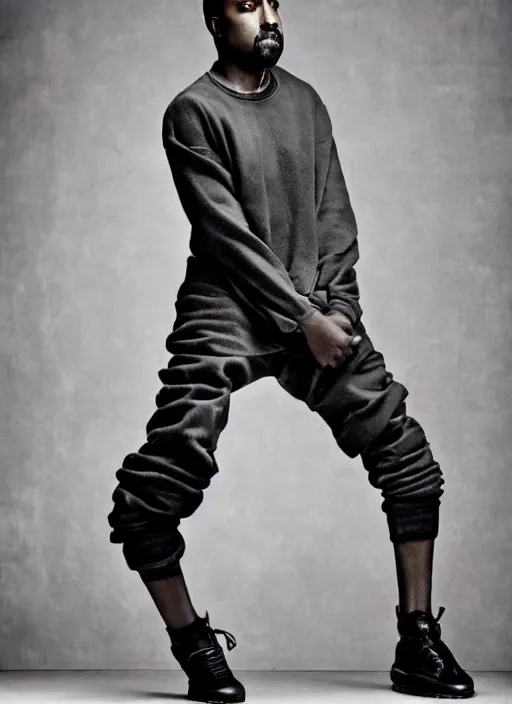 Image similar to kanye west styled by nick knight, annie leibovitz, posing, style, vogue magazine, highly realistic. high resolution. highly detailed. dramatic. 8 k. 4 k.