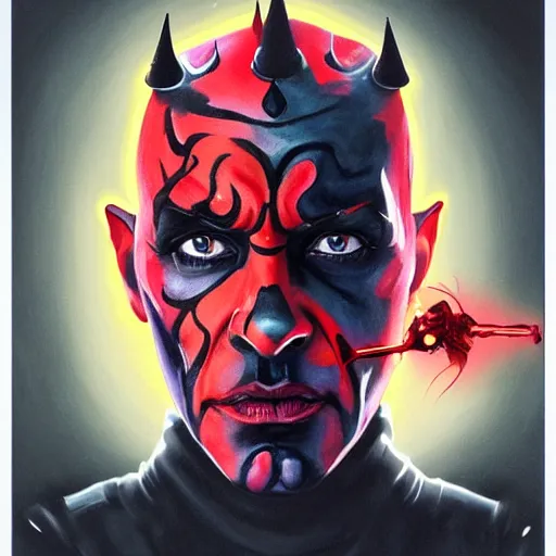 Image similar to dream portrait of Darth Maul, cameras, melting ,8k,by tristan eaton,Stanley Artgermm,Tom Bagshaw,Greg Rutkowski,Carne Griffiths, Ayami Kojima, Beksinski, Giger,trending on DeviantArt,face enhance,hyper detailed,minimalist,cybernetic, android, blade runner,full of colour W 1024