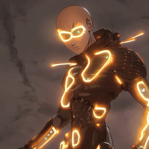 Prompt: saitama and genos intricately detailed, physically based rendering, realistic, in the style of WLOP, illustration, epic, fantasy, hyper detailed, smooth, unreal engine, sharp focus, ray tracing