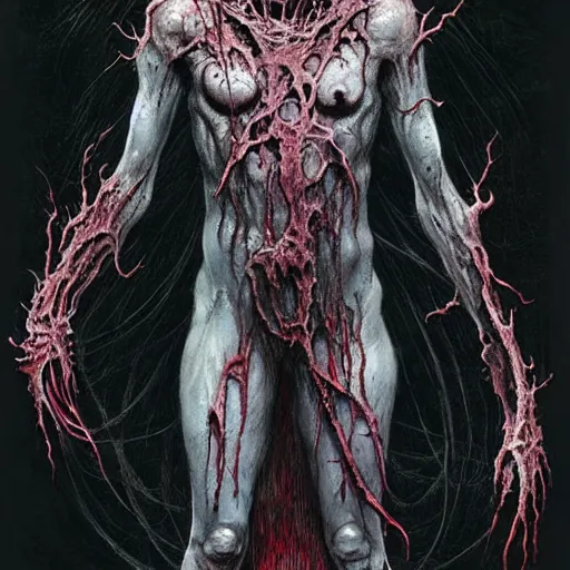 Image similar to a strange eerie scary cautious shy mutated creature with translucent shimmering skin in an eerie uncanny hell, horror, concept art, detailed, award - winning, cinematic, by emil melmoth, by tsutomu nihei, by wayne barlowe