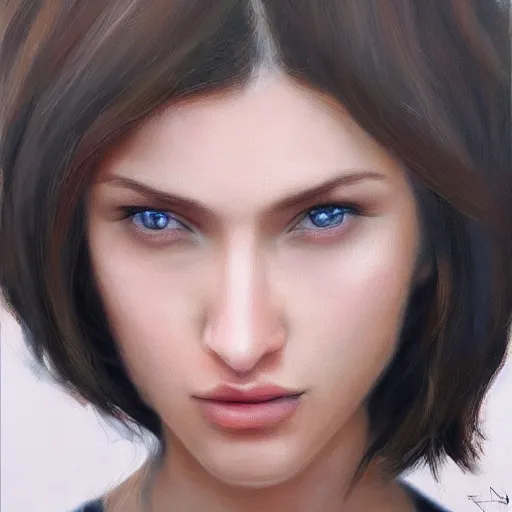 Image similar to the most beautiful woman in the world. realistic painting. trending on artstation.