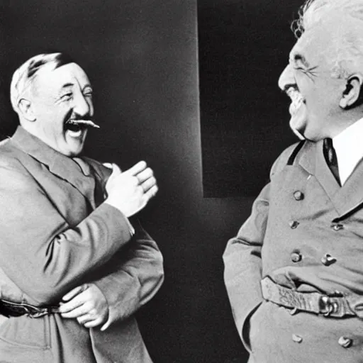 Image similar to Hitler and Einstein laughing very hard