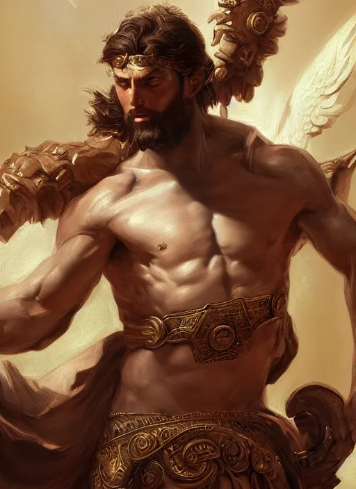 Image similar to digital _ painting _ of _ greek god _ by _ filipe _ pagliuso _ and _ justin _ gerard _ symmetric _ fantasy _ highly _ detailed _ realistic _ intricate _ port