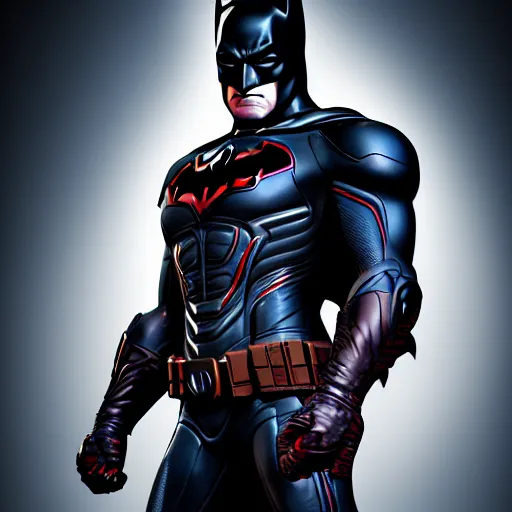 Prompt: still photo of batman in the style of marvel ultron, highly detailed, photorealistic portrait, bright studio setting, studio lighting, crisp quality and light reflections, unreal engine 5 quality render