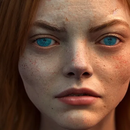 Prompt: protrait of a stone with the face of emma stone, au naturel, hyper detailed, digital art, trending in artstation, cinematic lighting, studio quality, smooth render, unreal engine 5 rendered, octane rendered, art style by klimt and nixeu and ian sprigger and wlop and krenz cushart.