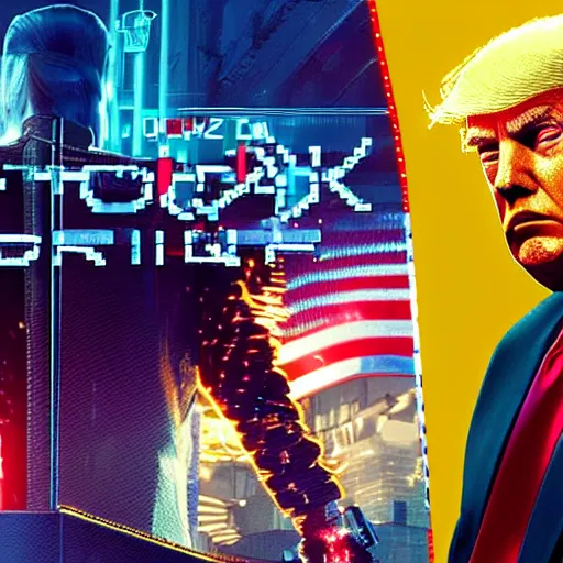 Image similar to Donald Trump in Cyberpunk 2077