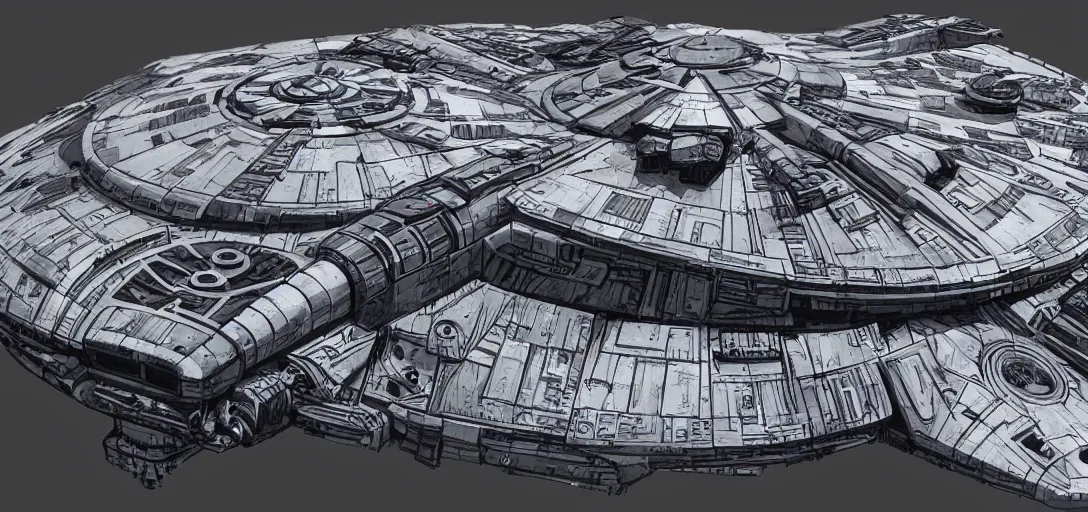 Image similar to Millennium Falcon, Artstation, Award Winning Masterpiece, Very Detailed, Digital Art