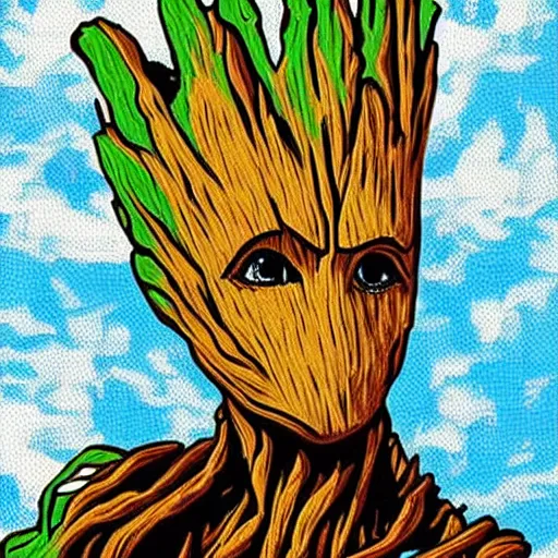 Prompt: Groot as a paint by number canvas