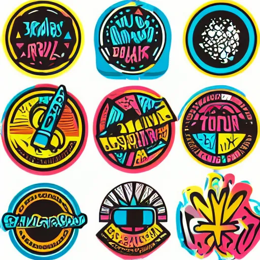 Prompt: skateboard sticker vector graphics colorful