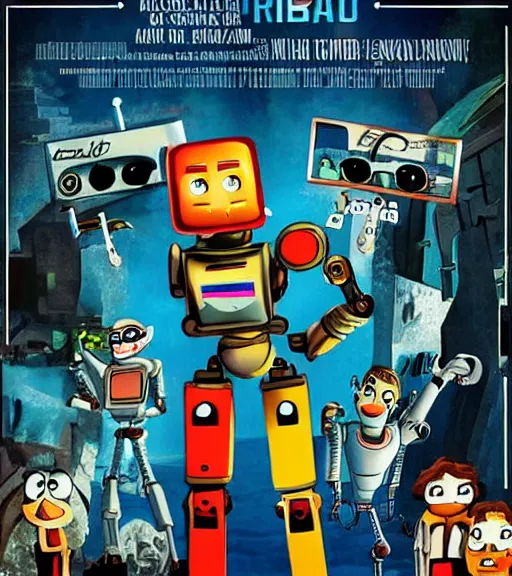 Image similar to a movie about a robot searching for a treasure, movie poster, cartoon art