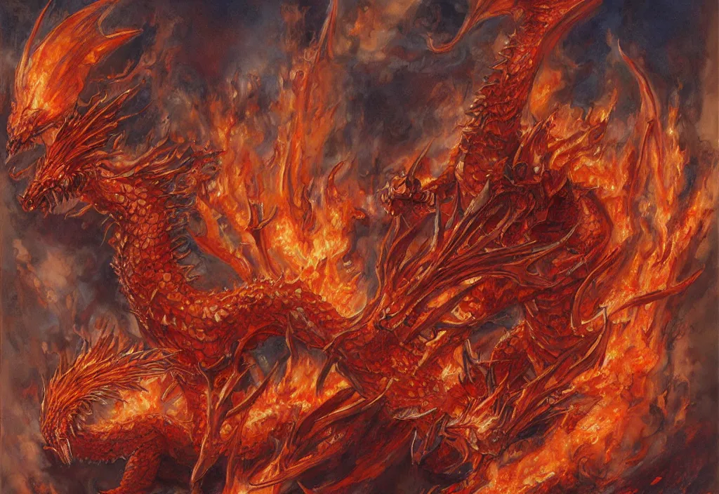 Prompt: a fire dragon by Donato Giancola,