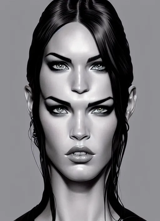 Image similar to symmetry!! gantz portrait of megan fox thanks wearing a plague mask, unholy, intricate, highly detailed, dynamic lighting, digital art, digital painting, artstation, terence nielsen, sharp focus, illustration, art by artgerm and greg rutkowski and moebius, 8 k