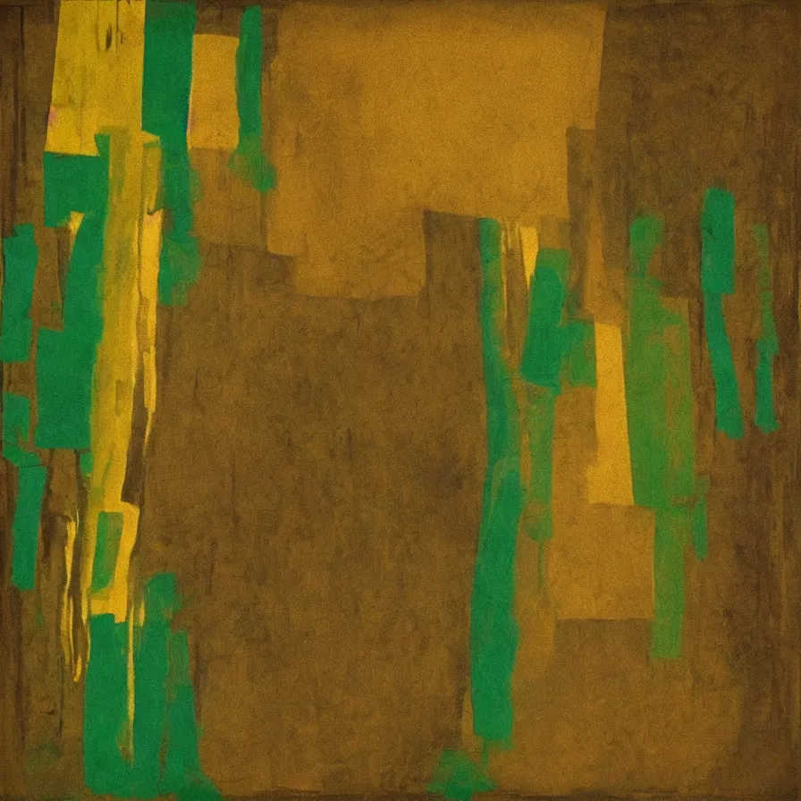 Prompt: abstract expressionist artwork for the atmospheric indie music album titled :'the road ahead '. sepia and forest green colour scheme.