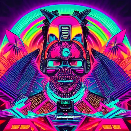 Prompt: synthwave tezcatlipoca