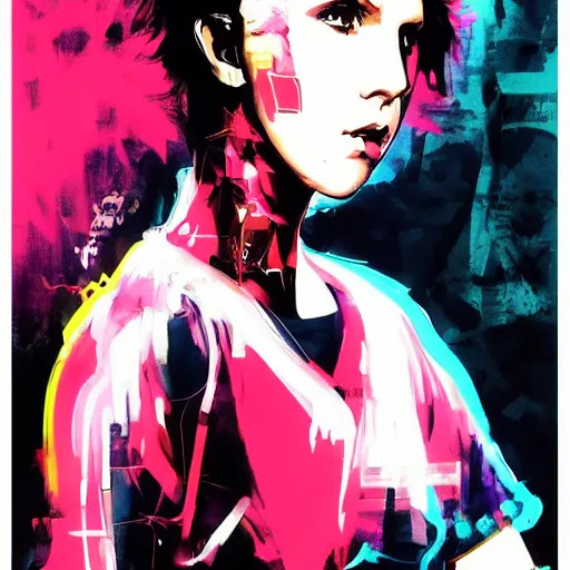 Image similar to Neon Millie Bobby Brown by Yoji Shinkawa