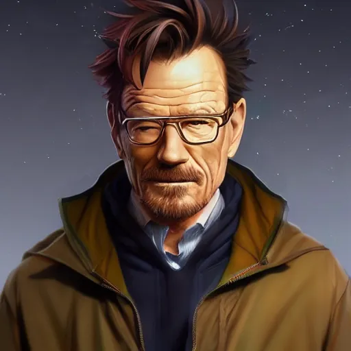 Prompt: An anime portrait of Bryan Cranston, by Stanley Artgerm Lau, WLOP, Rossdraws, James Jean, Andrei Riabovitchev, Marc Simonetti, and Sakimichan, tranding on artstation