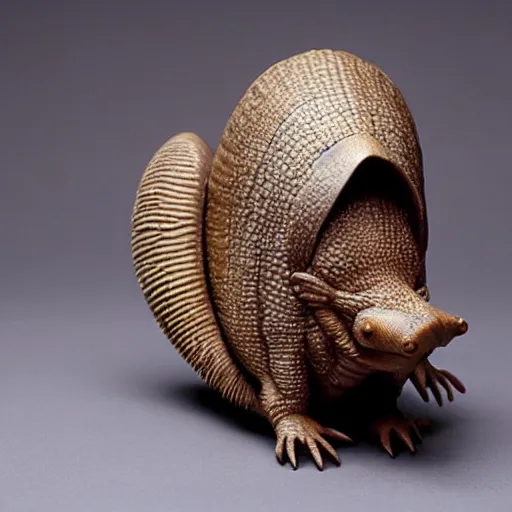 Prompt: A coffee cup that looks like an armadillo, highly detailed, fantasy art