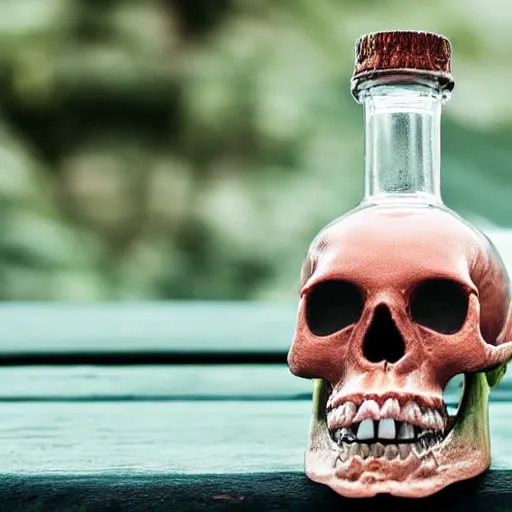 Image similar to bottle of poison with clear skull inside