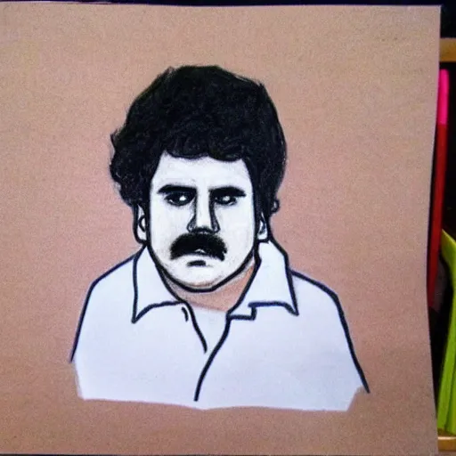 Image similar to child's drawing of pablo escobar