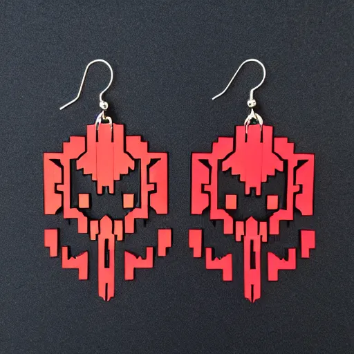 Image similar to lasercut segmented 2d earrings, from world of warcraft