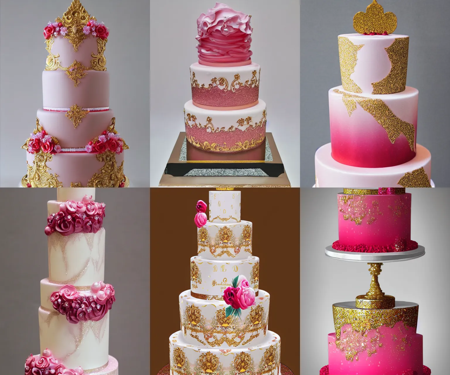 Image similar to elegant rococo quartz raspberry wedding cake dripping fondant, stylized, sparkling, glitter, gilding, ornate, sylvain sarrailh, joongwon jeong