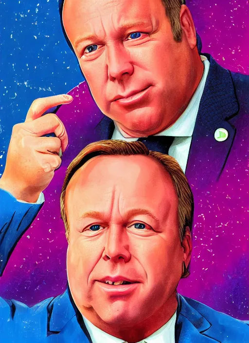 Image similar to alex jones by lisa frank and Zbigniew Brzezinski